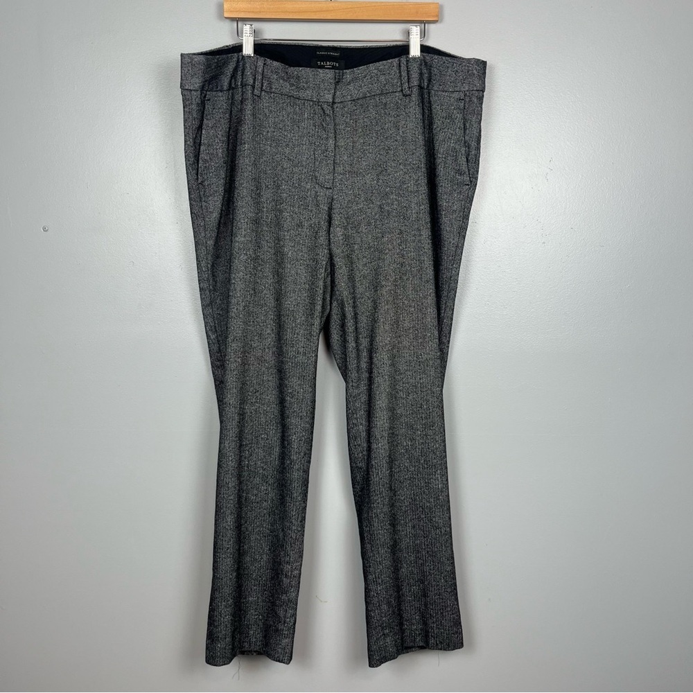 Talbots Classic Straight black gray trouser style lined pants, size 18W.